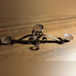 Vintage Wrought Iron 3x Candle Holder